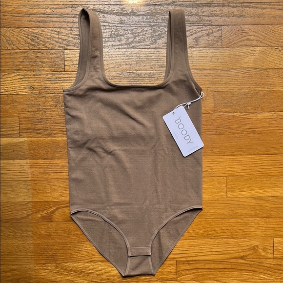 BOODY Ribbed Square Neck Bodysuit. Small. Taupe NEW ♡❤︎ - Picture 1 of 16